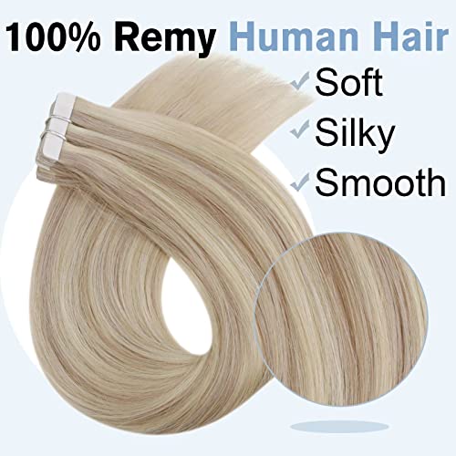 【Salvar mais】 Easyouth One Pack Pack Encontro de cabelos Extensões de cabelo reais #18p613 e um pacote de rabo de cavalo Extensões de cabelo humano #18p613 loira 16 polegada
