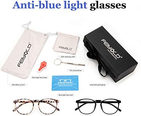 FEIYOLD Blue Light Blocking Glasses Mulheres/Homens Para uso de computador, óculos leves anti -Eyestrain Games