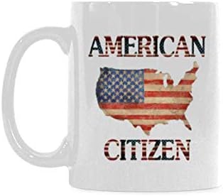 Caneca American American Citizen - Funny 11 oz Cerâmica branca American Citizen Coffee Caneca - EUA Cidadania bandeira Copo para