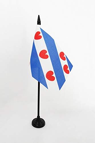 AZ Província da bandeira da bandeira da mesa de Fryslân 4 '' x 6 '' - Bandeira da mesa da Friesland 15 x 10 cm - Beck de plástico preto