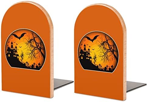 Creepy Halloween Book Book Endswooden Bookends Holder for Prateves Books Divider Modern Decorative 1 par