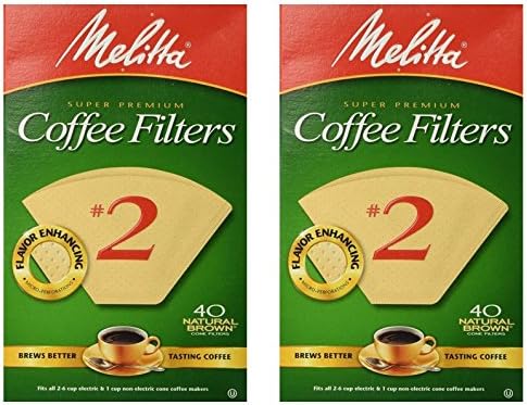 Melitta 612412 2 Filtros de café de cone marrom natural 40 contagem