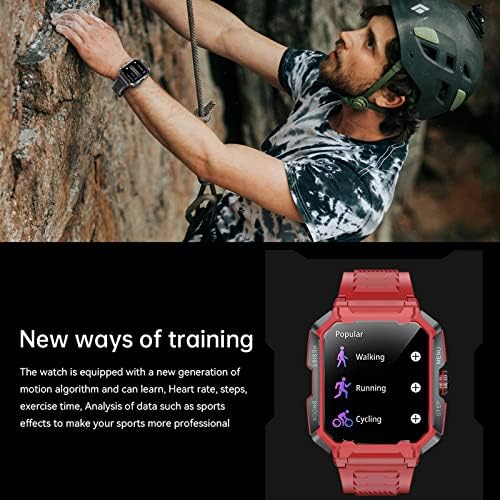 Loluka Red Outdoor Sport Smart Relógios para homens, 1,85 Big Screen Military Fitness Tracker Watch Bluetooth Call IP68 Provércro de água de 100+ modos esportivos AI Voice Assistant