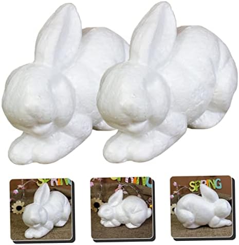 8 PCs Branco embrião branco coelho decoração de natividade ornamentos brancos acessórios domésticos em forma de espuma