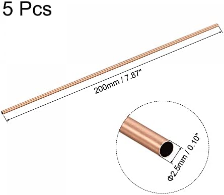 tubo redondo de cobre uxcell 2,5 mm od 0,25 mm espessura de parede de 200 mm de comprimento de tubo 5 pcs