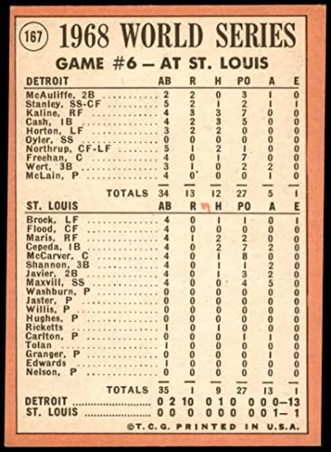 1969 Topps 167 1968 World Series - Jogo 6 - Tiger 10 Running Ties Mark Jim Northrup/Tim McCarver/Larry Jaster St. Louis/Detroit