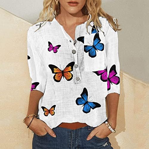 Túnica tops para mulheres botão solto de ajuste da camisa floral blusa de manga comprida colar