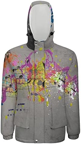 Grunge musical com jaqueta de lã de spray masculino, casaco de esqui à prova d'água, quentes de capa com capuz