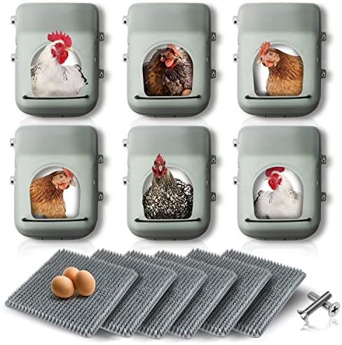 6 Pacote de caixas de ninho de frango grandes com 6 almofadas e parafusos | Caixas de nidificação para galinheiro |
