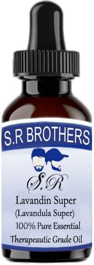 S.R Brothers Lavandin Super Pure e Natural Teleapeautic Grade Essential Oil com conta -gotas 15ml