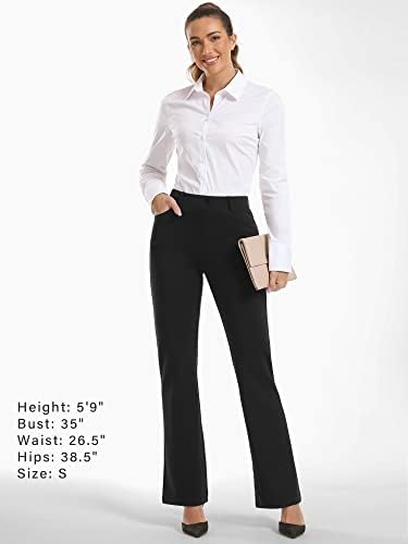 Calças de vestido de bootcut de Stelle Women para Work Pants for Business Casual Pull on Office Slacks com bolsos