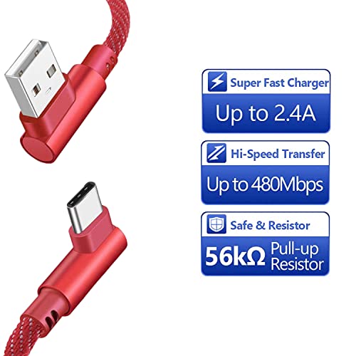 Cabo USB tipo C Tipo C, 90 graus de nylon de nylon de 90 graus de nylon de 90 graus Charge Fast Charging Tipo A a C para Samsung