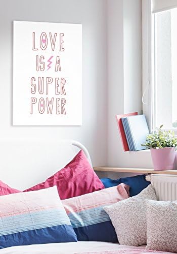 A coleção de decoração stunel Home Love é uma superpotência Pink Lightning Star Heart Streled Canvas Wall Art 16 x 20