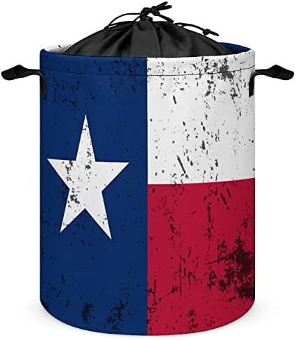 Bandeira do Estado do Texas Retro Round Roundry Saco de armazenamento à prova d'água com tampa de cordão e alça