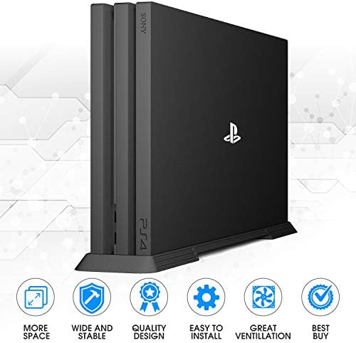 PS4 Pro Stand vertical Mount | PlayStation 4 Pro Deluxe Mount com aberturas de resfriamento embutidas para ventilação superior | Pés não deslizantes para estabilidade