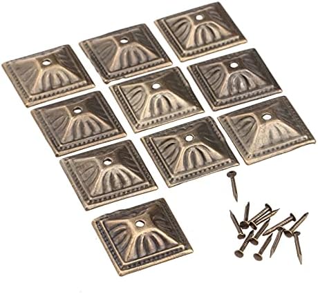 ZSEDP 10pcs 21x21mm Antigo bronze estofamento de ferro jóias unhas Caixa de caixa de joias de caixa