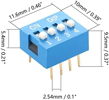 FILECT 5pcs Blue Dip Switch Horizontal Togle 1-4 Posições de 2,54 mm para o circuito Pão de Breadings PCB