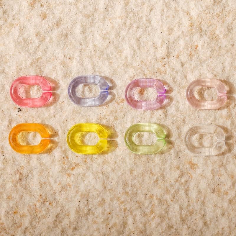20pcs anel fivela de fivela multi -cor unha 3D Pingente transparente Cadeia oval Decoração de unhas Candy Color Jelly Manicure Part