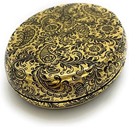 Caixa de jóias decorativas exclusivas em miniatura russa de laca São Petersburgo, folha de ouro. Feito de Papier-Mache