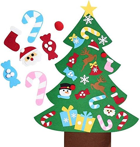 Joyyear Diy Senti a árvore de Natal para crianças com ornamentos destacáveis, ano novo e presentes de natal, parede da porta pendurada nas decorações das árvores de Natal…
