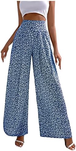 Calça de colheita para mulheres casuais verão feminino casual floral solto em cintura calça calças calças calças zíper