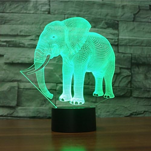WMH Elephant 3D Lâmpada Ilusão Night Light, 7 Cores Touch Touch Touch Table Desk para Nursery/Decoração/sala de estar, 7 cores Mudando o brinquedo de elefante e presente para crianças/aniversário