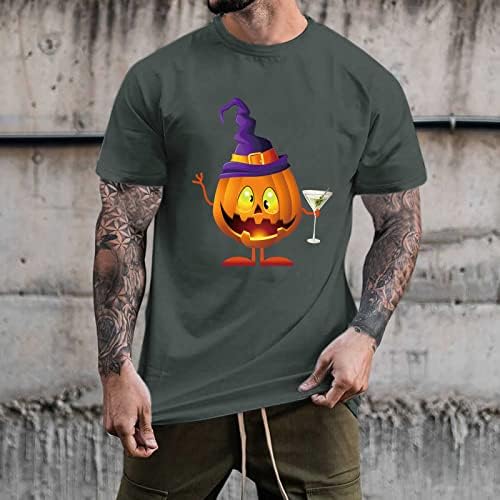 Tops de Halloween para mangas curtas masculinas camisetas fofas de abóbora fofinha Crewneck Casual camisetas