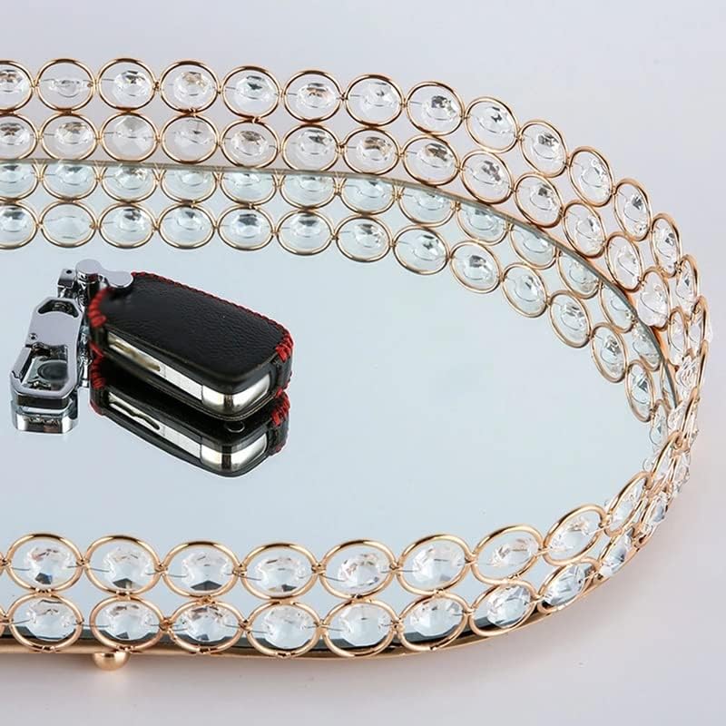 SDGH Golden Jewelry Storage Box Bandejas de vidro espelhado Crystal Cosmetic Make Up Organizer decoração da bandeja de