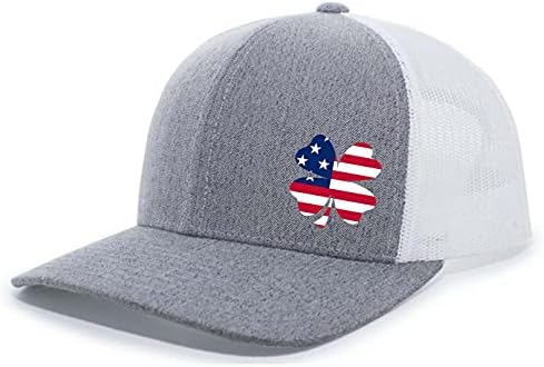 Golfe masculino Lucky American Flag Clover bordado Mesh Back Trucker Hat