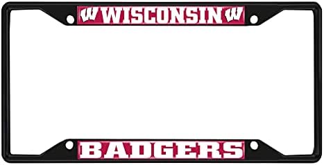 Fanmats 31292 Wisconsin Badgers Metal Plate Plate Frame Black acabamento