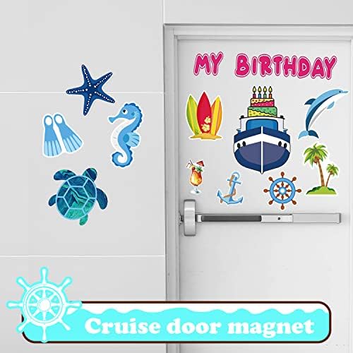 24 PCs Cruise ímãs de portas, meu aniversário Decorações de portas de cruzeiro de tartaruga magnética, flip flop boat ancor
