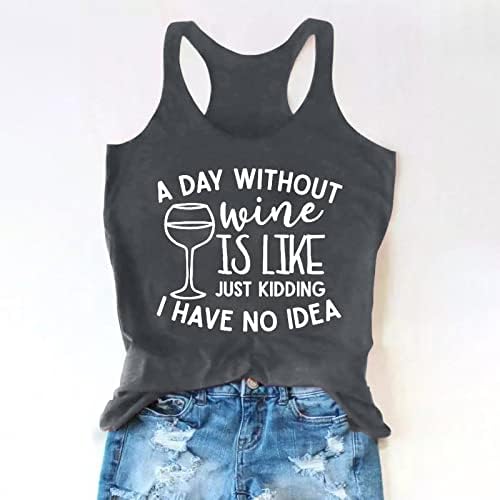 Camisa feminina sem mangas tampos engraçados letra de bebida tanques impressos tanques de verão gráfico casual solto shirt camisetas