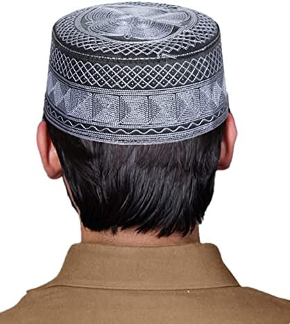 Homens de oração muçulmana kufi chapéu de bordado respirável kofia topi chapéu de sol islam kufi hapterware takke orando gorro chapéu