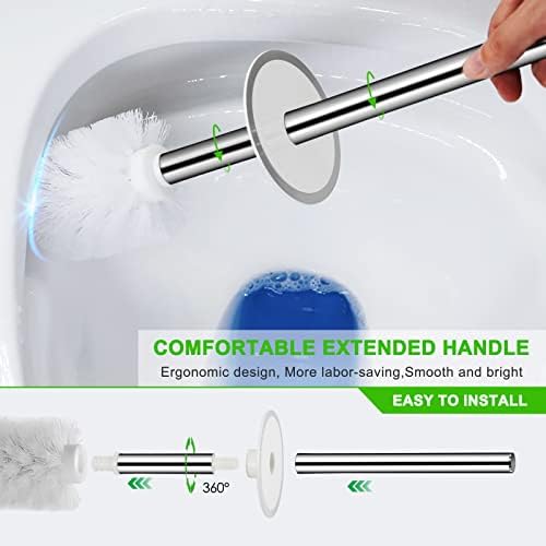 Escova de vaso sanitário, 2 pacote de tamanho compacto escova e suporte do vaso vaso sanitário com alça de aço inoxidável, espaço