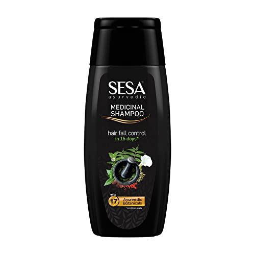Sesa ayurvédica shampoo medicinal para controle de queda de cabelo e crescimento de cabelo bhringraj e 16 ervas raras todos os tipos de cabelo paraben grátis 200 ml shampoo medicinal ayurvédico 200ml