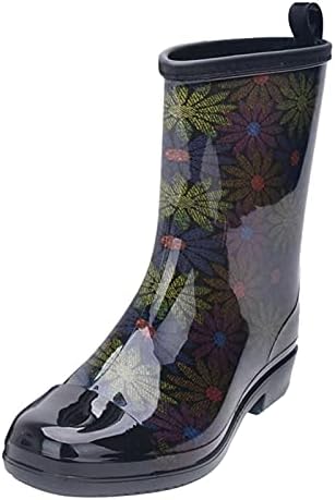 Mulheres botas de chuva tamanho 9, botas de chuva femininas de botas portáteis de jardim de galinhas de chuva planas leves