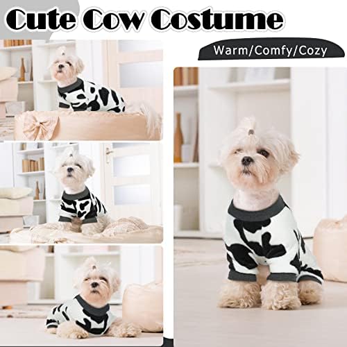 Dentrun cachorro pequeno inverno roupas quentes roupas de cachorro engraçado com leite com suéter de vaca trajes, pequenos animais
