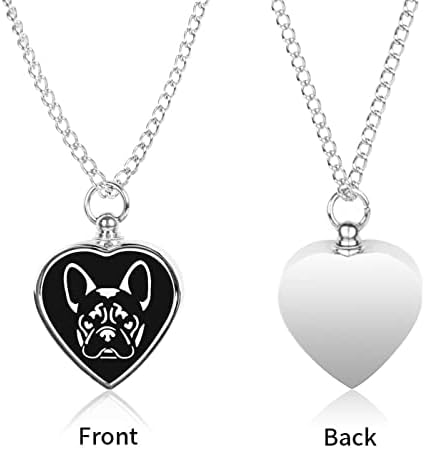 Colar de urna de estimação de bulldog francês Memorial pendente de coração jóias de lembrança para cães gatos cinzas mulheres mulheres