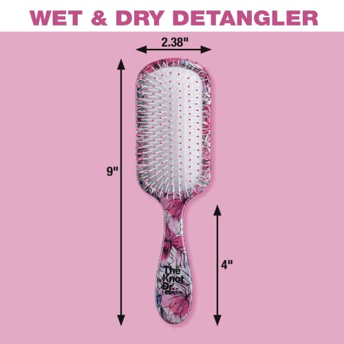 O nó Dr. for Conair Hair Brush, Detangler molhado e seco, remove nós e emaranhados, para todos os tipos de cabelo, rosa/roxo floral