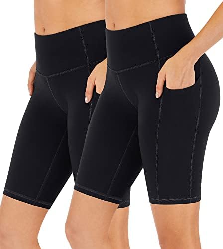 Shorts de motociclista corporal para mulheres com bolsos 8 2 pacote de altura shorts de treino para mulheres shorts de ioga atlética