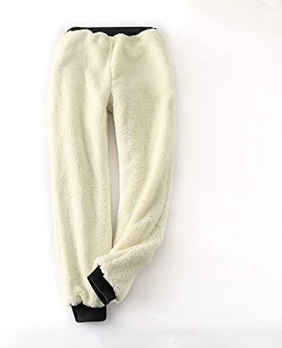 Sherpa quente feminina ladeada de moletom de cordão ativo calças de lã ativo de lã de natal elk calças com bolsos