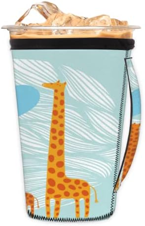 Família Giraffe reutiliza a manga de café gelada com manga de xícara de neoprene para refrigerante, café com leite, chá, bebidas, cerveja