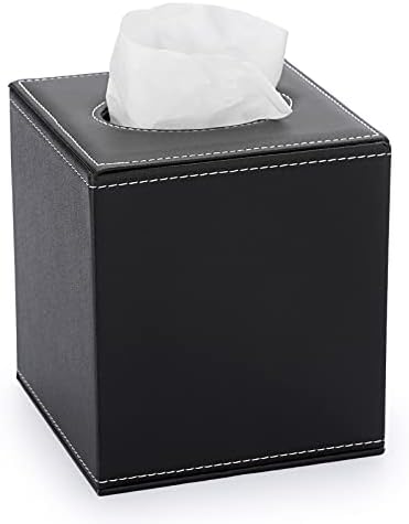Sumnacon Square Leather Tissue Caixa - Portador elegante da caixa de lenços de papel cubo com fundo magnético, caixa de lenço