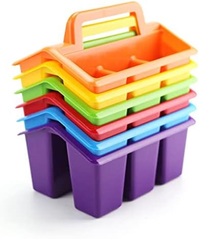 6 PCS Organizador de caddy plástico com alça de cesta de armazenamento artesanal empilhável, organização e armazenamento em sala de aula multicolorida com 4 compartimento para viveiro, banheiro, artesanato de artes