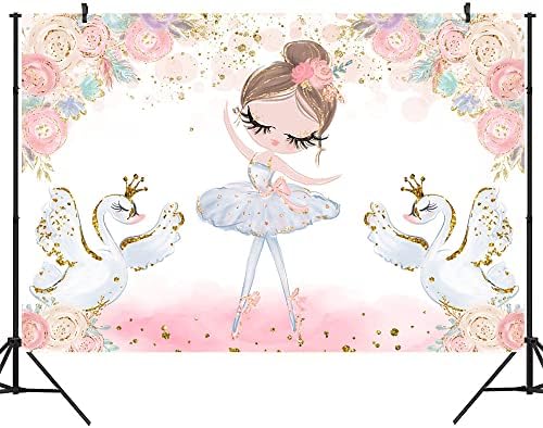 Ticuenicoa 9 × 6ft Ballet Cenário para meninas Ballerina Chuveiro de bebê Photografia Background Swan Girls Tutu Birthday Party