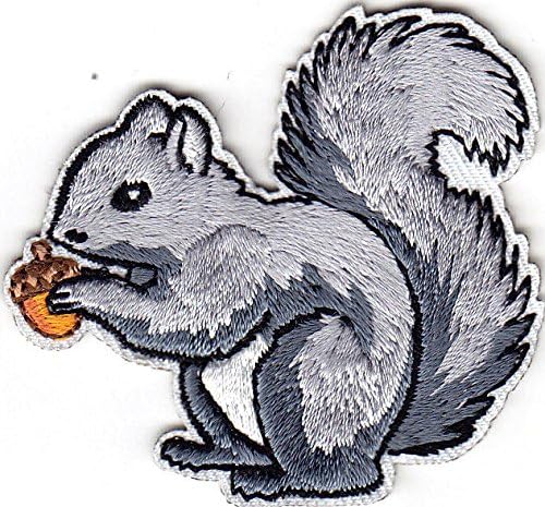 Esquilo cinza - Floresta animal/ferro em apliques bordados/criaturas fofas
