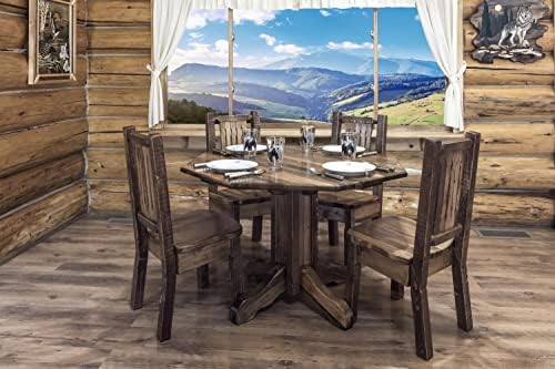 Móveis de log de Woodworks de Montana - Cadeira de jantar - Coleção Homestead - manchada e lacada