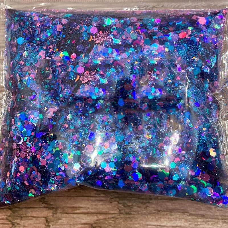 50g Confetti Chunky 4-5 Cores misturadas glitter holográfico metálico/unhas art // brilho a granel solto, 3
