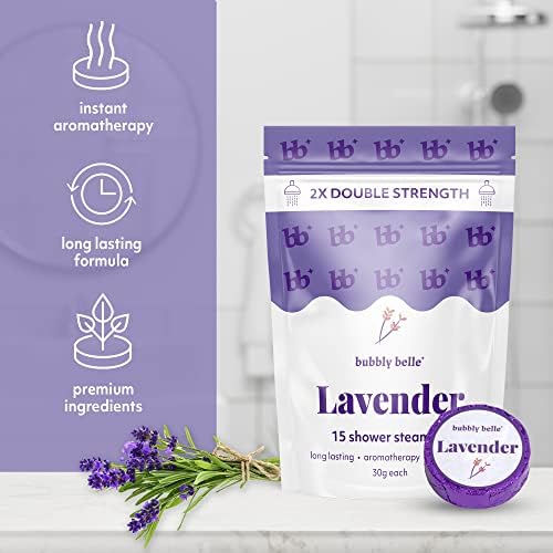 Vapores de chuveiro de belle borbulhante - 15 pacote - lavanda aromaterapia com aromaterapia bombas para mulheres e homens