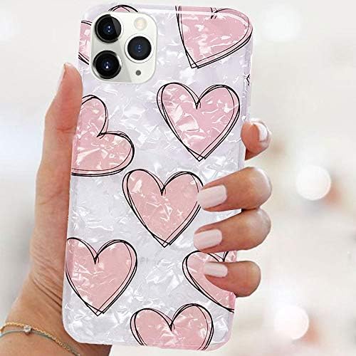 J.West iPhone 11 Pro Max Case for Girls Women, Luxury Cute Pink Heart Fashion Design Spars